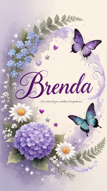 Brenda diseño 2 - Diseño elegante de hortensias en tonos lila y morados suaves, con volutas estilizadas y una mariposa mística que aporta un toque etéreo y mágico.