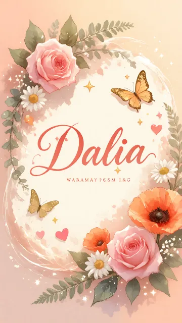 Dalia diseño 3 - Elegante composición de rosas rosadas y amapolas naranjas con mariposas doradas brillantes sobre un fondo cálido, romántico y mágico.
