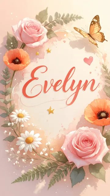 Evelyn diseño 3 - Elegante composición de rosas rosadas y amapolas naranjas con mariposas doradas brillantes sobre un fondo cálido, romántico y mágico.