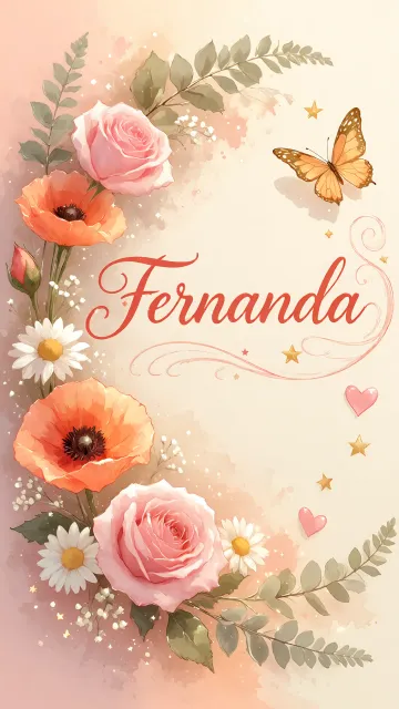 Fernanda diseño 3 - Elegante composición de rosas rosadas y amapolas naranjas con mariposas doradas brillantes sobre un fondo cálido, romántico y mágico.