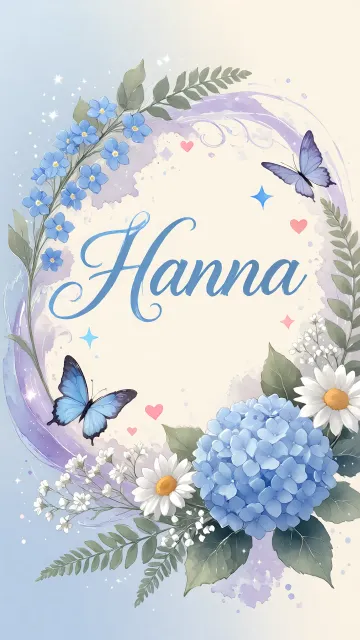 Hanna diseño 1 - Hortensias azules, flores pequeñas y acuarela suave con mariposas azules y brillo etéreo