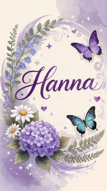 Hanna diseño 2 - Diseño elegante de hortensias en tonos lila y morados suaves, con volutas estilizadas y una mariposa mística que aporta un toque etéreo y mágico.
