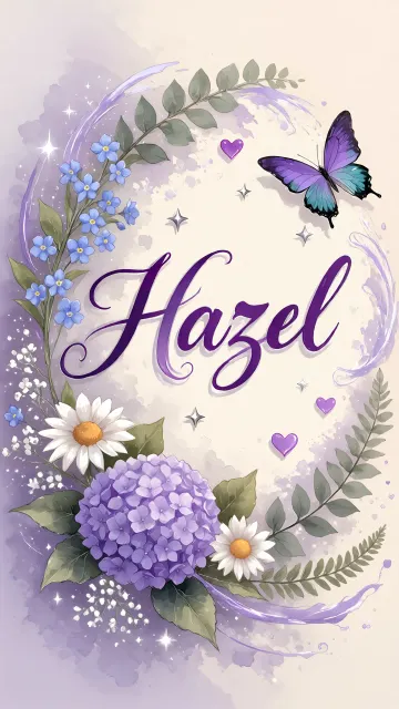 Hazel diseño 2 - Diseño elegante de hortensias en tonos lila y morados suaves, con volutas estilizadas y una mariposa mística que aporta un toque etéreo y mágico.