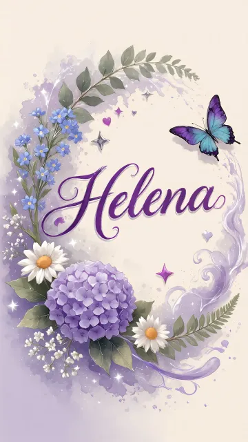 Helena diseño 2 - Diseño elegante de hortensias en tonos lila y morados suaves, con volutas estilizadas y una mariposa mística que aporta un toque etéreo y mágico.