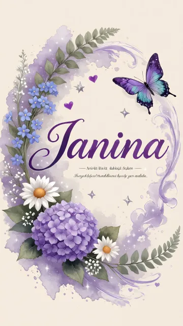 Janina diseño 2 - Diseño elegante de hortensias en tonos lila y morados suaves, con volutas estilizadas y una mariposa mística que aporta un toque etéreo y mágico.