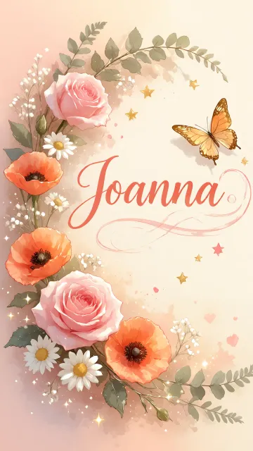 Joanna diseño 3 - Elegante composición de rosas rosadas y amapolas naranjas con mariposas doradas brillantes sobre un fondo cálido, romántico y mágico.