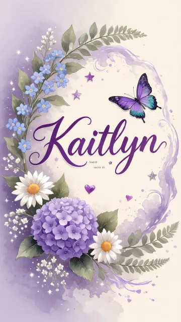 Kaitlyn diseño 2 - Diseño elegante de hortensias en tonos lila y morados suaves, con volutas estilizadas y una mariposa mística que aporta un toque etéreo y mágico.