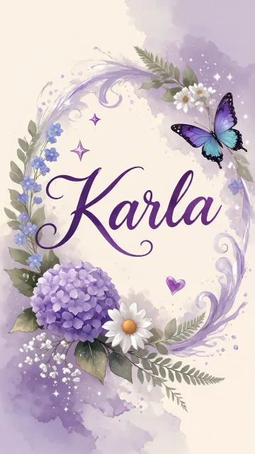 Karla diseño 2 - Diseño elegante de hortensias en tonos lila y morados suaves, con volutas estilizadas y una mariposa mística que aporta un toque etéreo y mágico.