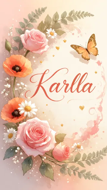 Karla diseño 3 - Elegante composición de rosas rosadas y amapolas naranjas con mariposas doradas brillantes sobre un fondo cálido, romántico y mágico.