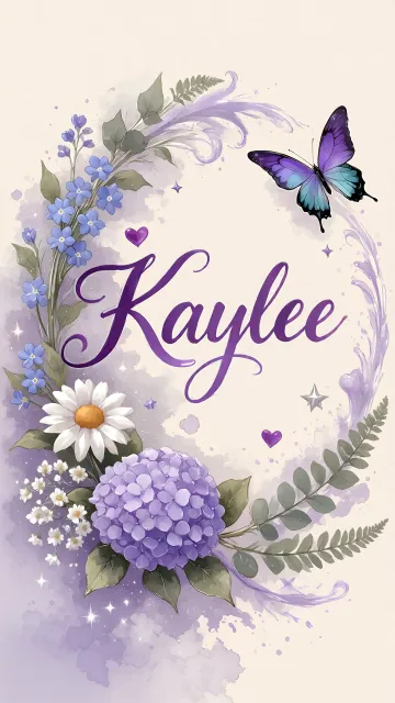 Kaylee diseño 2 - Diseño elegante de hortensias en tonos lila y morados suaves, con volutas estilizadas y una mariposa mística que aporta un toque etéreo y mágico.