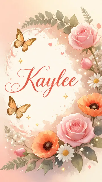 Kaylee diseño 3 - Elegante composición de rosas rosadas y amapolas naranjas con mariposas doradas brillantes sobre un fondo cálido, romántico y mágico.