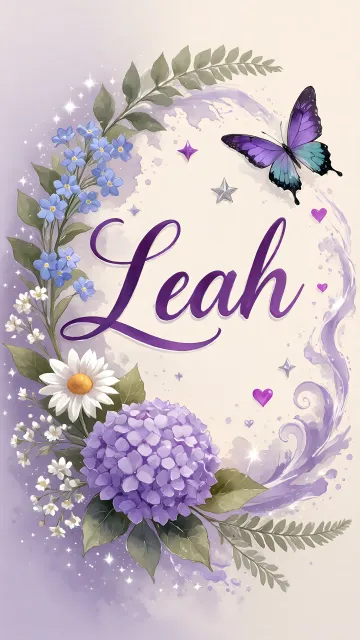 Leah diseño 2 - Diseño elegante de hortensias en tonos lila y morados suaves, con volutas estilizadas y una mariposa mística que aporta un toque etéreo y mágico.