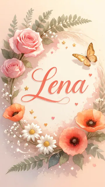 Lena diseño 3 - Elegante composición de rosas rosadas y amapolas naranjas con mariposas doradas brillantes sobre un fondo cálido, romántico y mágico.