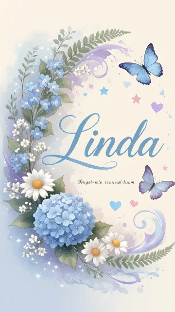 Linda diseño 1 - Hortensias azules, flores pequeñas y acuarela suave con mariposas azules y brillo etéreo