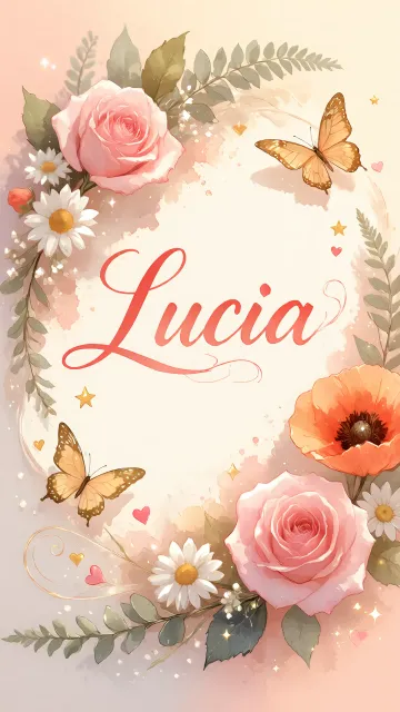 Lucia diseño 3 - Elegante composición de rosas rosadas y amapolas naranjas con mariposas doradas brillantes sobre un fondo cálido, romántico y mágico.