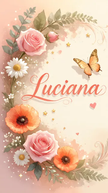Luciana diseño 3 - Elegante composición de rosas rosadas y amapolas naranjas con mariposas doradas brillantes sobre un fondo cálido, romántico y mágico.