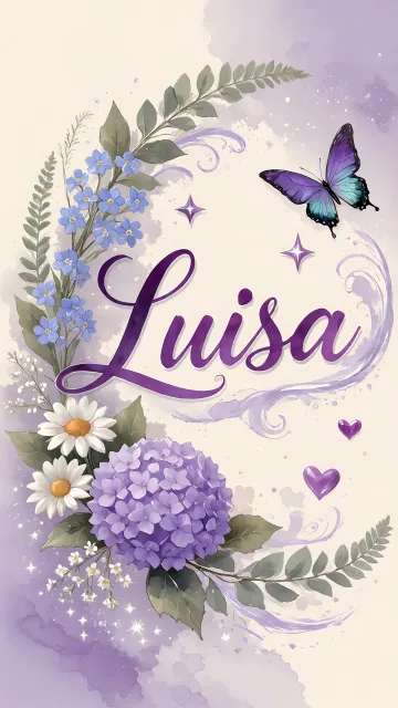 Luisa diseño 2 - Diseño elegante de hortensias en tonos lila y morados suaves, con volutas estilizadas y una mariposa mística que aporta un toque etéreo y mágico.