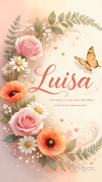 Luisa diseño 3 - Elegante composición de rosas rosadas y amapolas naranjas con mariposas doradas brillantes sobre un fondo cálido, romántico y mágico.
