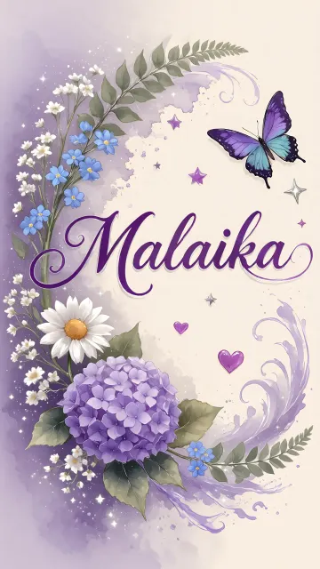 Malaika diseño 2 - Diseño elegante de hortensias en tonos lila y morados suaves, con volutas estilizadas y una mariposa mística que aporta un toque etéreo y mágico.