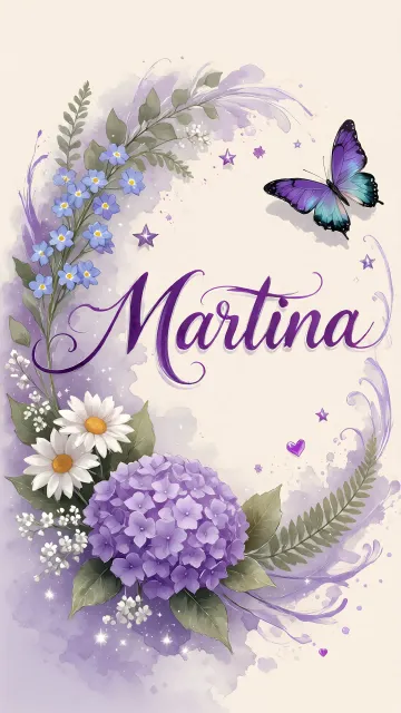 Martina diseño 2 - Diseño elegante de hortensias en tonos lila y morados suaves, con volutas estilizadas y una mariposa mística que aporta un toque etéreo y mágico.