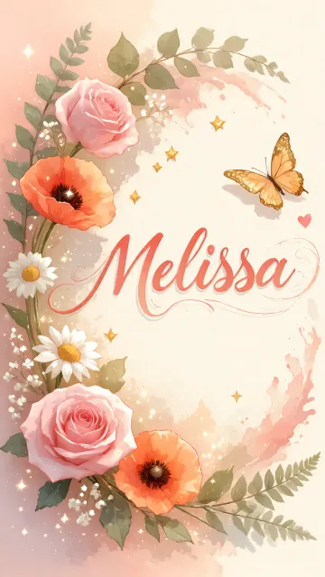 Melissa diseño 3 - Elegante composición de rosas rosadas y amapolas naranjas con mariposas doradas brillantes sobre un fondo cálido, romántico y mágico.