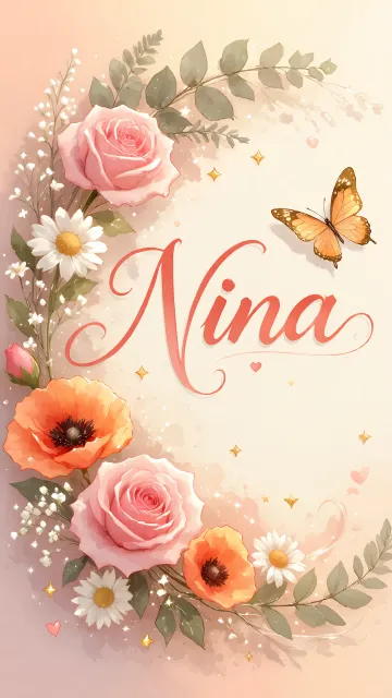 Nina diseño 3 - Elegante composición de rosas rosadas y amapolas naranjas con mariposas doradas brillantes sobre un fondo cálido, romántico y mágico.