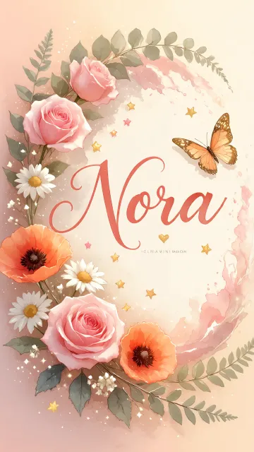 Nora diseño 3 - Elegante composición de rosas rosadas y amapolas naranjas con mariposas doradas brillantes sobre un fondo cálido, romántico y mágico.