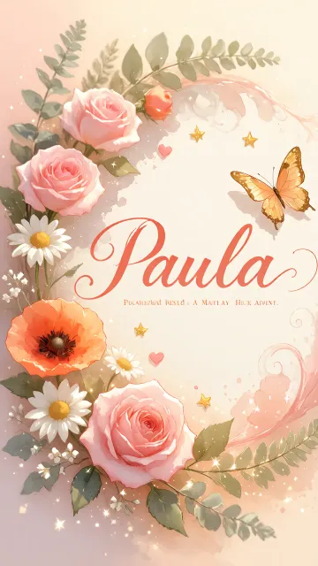 Paula diseño 3 - Elegante composición de rosas rosadas y amapolas naranjas con mariposas doradas brillantes sobre un fondo cálido, romántico y mágico.