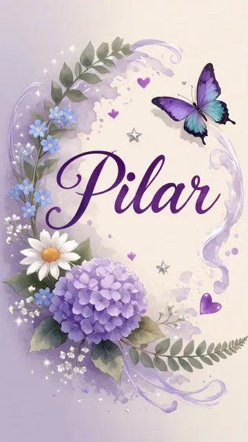 Pilar diseño 2 - Diseño elegante de hortensias en tonos lila y morados suaves, con volutas estilizadas y una mariposa mística que aporta un toque etéreo y mágico.