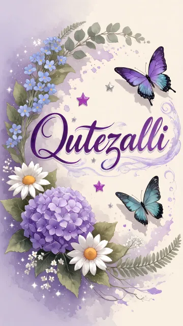 Quetzalli diseño 2 - Diseño elegante de hortensias en tonos lila y morados suaves, con volutas estilizadas y una mariposa mística que aporta un toque etéreo y mágico.