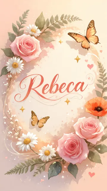 Rebeca diseño 3 - Elegante composición de rosas rosadas y amapolas naranjas con mariposas doradas brillantes sobre un fondo cálido, romántico y mágico.