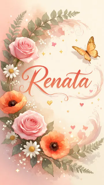 Renata diseño 3 - Elegante composición de rosas rosadas y amapolas naranjas con mariposas doradas brillantes sobre un fondo cálido, romántico y mágico.