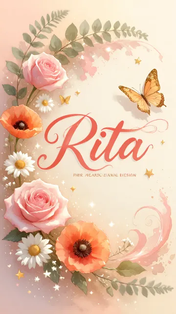 Rita diseño 3 - Elegante composición de rosas rosadas y amapolas naranjas con mariposas doradas brillantes sobre un fondo cálido, romántico y mágico.