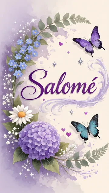 Salome diseño 2 - Diseño elegante de hortensias en tonos lila y morados suaves, con volutas estilizadas y una mariposa mística que aporta un toque etéreo y mágico.
