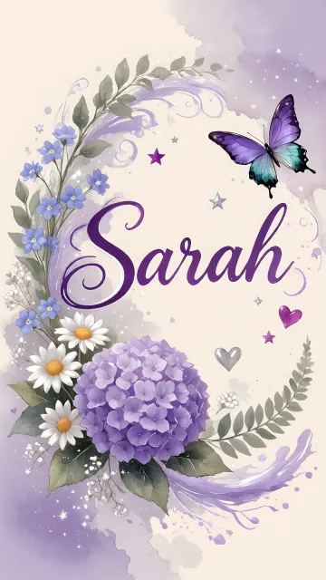 Sarah diseño 2 - Diseño elegante de hortensias en tonos lila y morados suaves, con volutas estilizadas y una mariposa mística que aporta un toque etéreo y mágico.