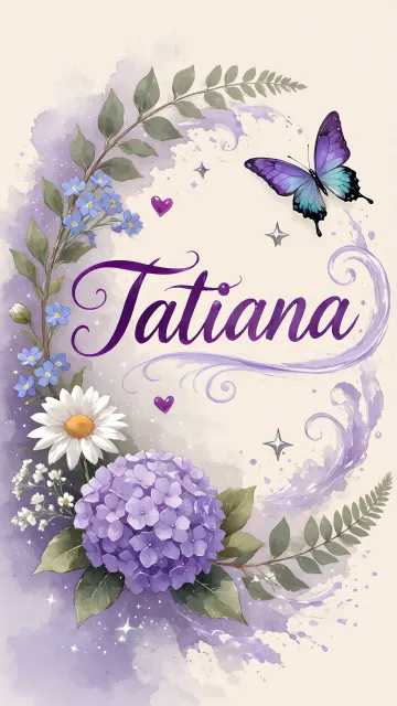 Tatiana diseño 2 - Diseño elegante de hortensias en tonos lila y morados suaves, con volutas estilizadas y una mariposa mística que aporta un toque etéreo y mágico.