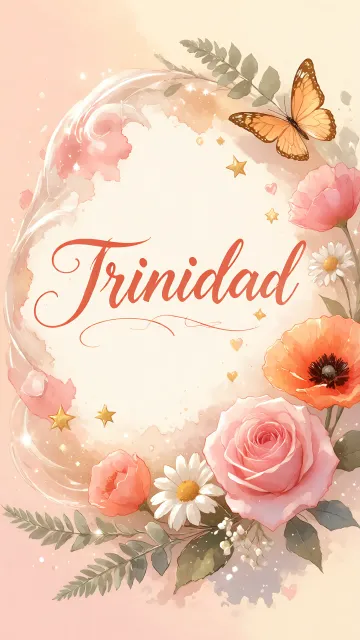 Trinidad diseño 3 - Elegante composición de rosas rosadas y amapolas naranjas con mariposas doradas brillantes sobre un fondo cálido, romántico y mágico.