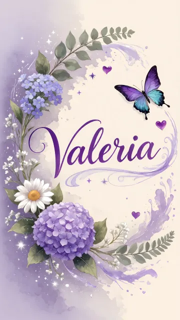 Valeria diseño 2 - Diseño elegante de hortensias en tonos lila y morados suaves, con volutas estilizadas y una mariposa mística que aporta un toque etéreo y mágico.