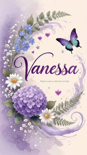 Vanessa diseño 2 - Diseño elegante de hortensias en tonos lila y morados suaves, con volutas estilizadas y una mariposa mística que aporta un toque etéreo y mágico.