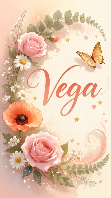 Vega diseño 3 - Elegante composición de rosas rosadas y amapolas naranjas con mariposas doradas brillantes sobre un fondo cálido, romántico y mágico.