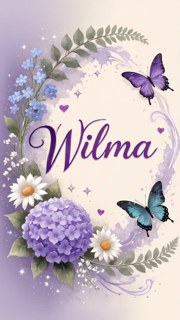 Wilma diseño 2 - Diseño elegante de hortensias en tonos lila y morados suaves, con volutas estilizadas y una mariposa mística que aporta un toque etéreo y mágico.