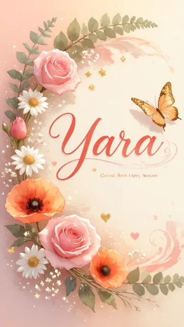 Yara diseño 3 - Elegante composición de rosas rosadas y amapolas naranjas con mariposas doradas brillantes sobre un fondo cálido, romántico y mágico.