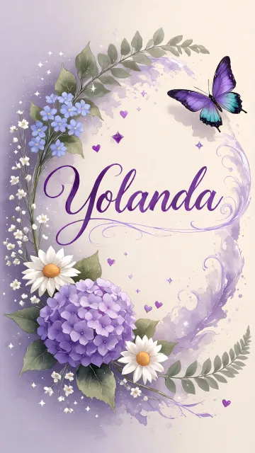 Yolanda diseño 2 - Diseño elegante de hortensias en tonos lila y morados suaves, con volutas estilizadas y una mariposa mística que aporta un toque etéreo y mágico.