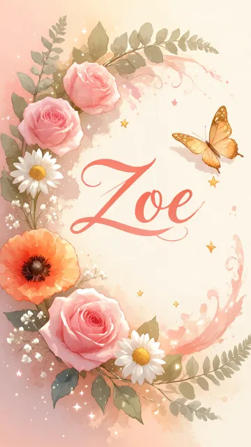 Zoe diseño 3 - Elegante composición de rosas rosadas y amapolas naranjas con mariposas doradas brillantes sobre un fondo cálido, romántico y mágico.