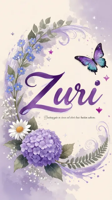 Zuri diseño 2 - Diseño elegante de hortensias en tonos lila y morados suaves, con volutas estilizadas y una mariposa mística que aporta un toque etéreo y mágico.